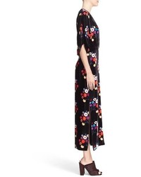 Tanya Taylor Rena Floral Print Velvet Midi Dress