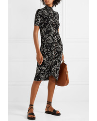 See by Chloe Ruched Floral Print Stretch Jersey Dress