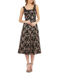 Kay Unger Sleeveless Sequin Mesh Tea Length Dress