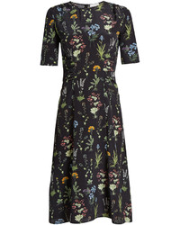Altuzarra Sylvia Short Sleeved Floral Print Silk Midi Dress