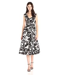 Taylor Dresses Shantung Fit And Flare Midi