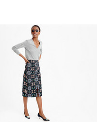 J.Crew A Line Midi Skirt In Mirrored Floral
