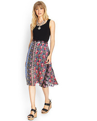 Forever 21 Contemporary Floral Print Midi Skirt