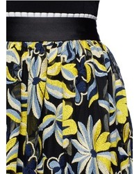 Cynthia Xiao Floral Embroidery Mesh Midi Skirt