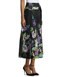 Diane von Furstenberg D Ring Floral Silk Midi Skirt
