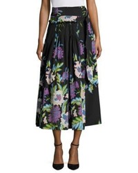 Diane von Furstenberg D Ring Floral Silk Midi Skirt