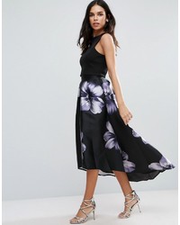Jessica Wright Dip Hem Floral Midi Skirt