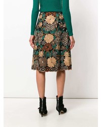 RED Valentino Floral Embroidery Midi Skirt
