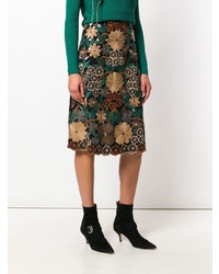 RED Valentino Floral Embroidery Midi Skirt