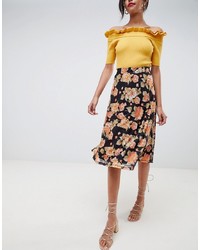 Vila Floral Midi Skirt