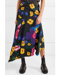 MARQUES ALMEIDA Floral Print Asymmetric Cotton Voile Wrap Midi Skirt