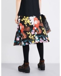 Marni Floral Print Cotton And Linen Blend Midi Skirt