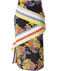 MSGM Floral Print Midi Skirt
