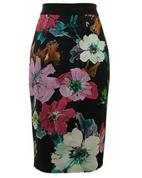 Milly Paper Floral Print Midi Skirt