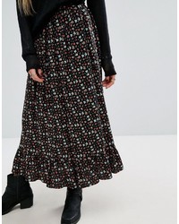 Reclaimed Vintage Peplum Hem Midi Skirt In Floral