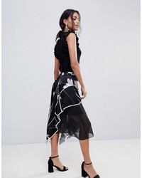 Coast Printed Soft Midi Skirt