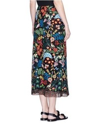 Valentino Water Song Floral Embroidery Macram Lace Skirt