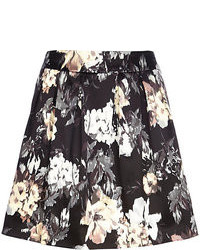 River Island Black Floral Smudge Print Mini Skirt