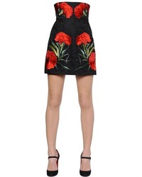 Dolce & Gabbana Floral Embroidered Cotton Brocade Skirt