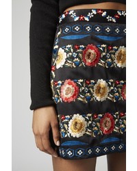 Topshop Floral Embroidered A Line Skirt