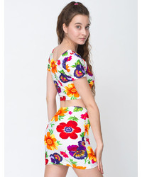 American Apparel Floral High Waist Mini Skirt