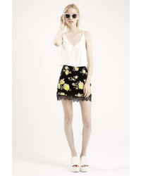 Topshop Flower Print Mini Skirt