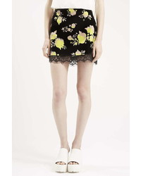 Topshop Flower Print Mini Skirt