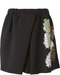 No.21 No 21 Black Crepe Envelope Skirt With Mini Floral Sequin Detail