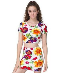 American Apparel Rnt23pf Floral High Waist Mini Skirt