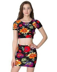 American Apparel Rnt23pf Floral High Waist Mini Skirt
