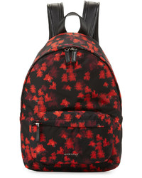 Givenchy Small Floral Print Nylon Backpack Blackred