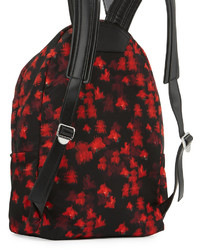 Givenchy Small Floral Print Nylon Backpack Blackred