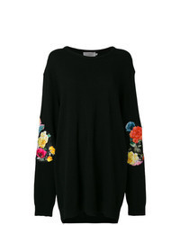 Black Floral Oversized Sweater