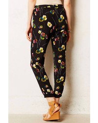 Anthropologie Elevenses Tapered Flora Trousers