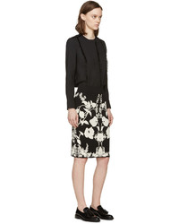 Alexander McQueen Black Ivory Knit Floral Skirt