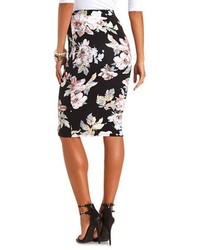 Charlotte Russe Textured Floral Print Bodycon Midi Skirt