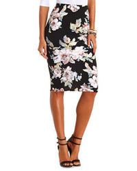 Charlotte Russe Textured Floral Print Bodycon Midi Skirt