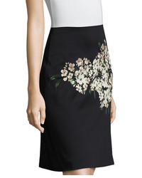 Carolina Herrera Cotton Floral Printed Pencil Skirt