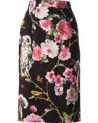 Dolce & Gabbana Floral Animal Print Pencil Skirt