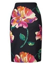 Floral Print Scuba Pencil Skirt