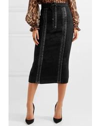 Dolce & Gabbana Lace Up Med Lace Pencil Skirt