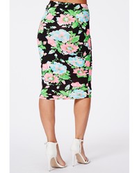 Missguided Jamini Floral Jersey Pencil Skirt