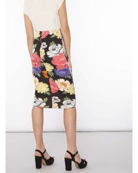 Tall Black Floral Pencil Skirt