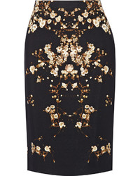 Givenchy Tubino Pencil Skirt In Printed Crepe Black