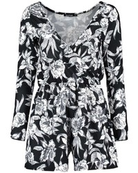 Boohoo Ava Floral Print Wrap Over Playsuit
