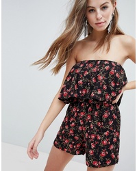 Oh My Love Bandeau Frill Printed Playsuit