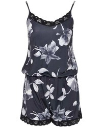 Boohoo Mary Lace Trim Floral Playsuit