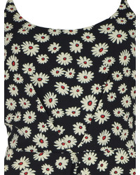 Choies Daisy Print Romper Playsuit With Open Back In Black