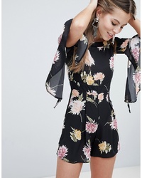 Oh My Love Floaty Off The Shoulder Printed Playsuit Floral