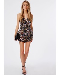 Missguided Justine Floral Peplum Romper